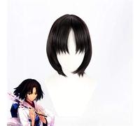 Parrucca Cosplay Kara no Kyoukai Ryougi Shiki FGO Fate The Garden Of Order Parrucche sintetiche nere per la parte centrale corta per adulti