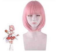 Parrucca Cosplay Kusano Yui Anime Princess Connect! Ri: cosplay da immersione Parrucche sintetiche per capelli corti rosa per capelli di Halloween + cappuccio parrucca Parrucca Re Dive 144