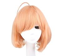 Parrucca Cosplay Kyokai No Kanata Kuriyama Mirai Breve Arancione Rosa Parrucca Sintetica per Capelli Cosplay con Occhiali Rossi + Protezione Parrucca Solo Parrucca