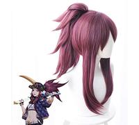 Parrucca Cosplay LOL KDA Akali The Rogue Assassin Parrucca Akali Carnevale di Halloween Parrucche sintetiche termoresistenti + Cappellino parrucca