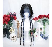 Parrucca Cosplay Lolita Da Donna Capelli Lunghi Dritti Intrecciati Con Frangia Colore Evidenziato Parrucche Quotidiane Di Halloween Meduse Pre-stilizzate (Blue)
