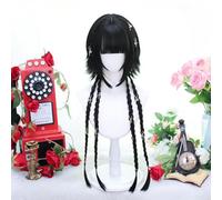 Parrucca Cosplay Lolita Da Donna Capelli Lunghi Dritti Intrecciati Con Frangia Colore Evidenziato Parrucche Quotidiane Di Halloween Meduse Pre-stilizzate (Black)