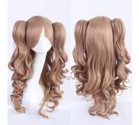 Parrucca cosplay Long Body Wave Lolita Parrucca universale spessa marrone Rosa Bionda viola blu Capelli sintetici multicolore con 2 parrucche coda di cavallo Parrucca lolita Parrucca 06