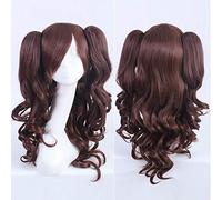 Parrucca cosplay Long Body Wave Lolita Parrucca universale spessa marrone Rosa Bionda viola blu Capelli sintetici multicolore con 2 parrucche coda di cavallo Parrucca lolita Parrucca 05