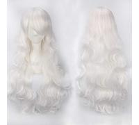 Parrucca cosplay lunga 80 cm argento grigio beige bianco cosplay parrucca festa in maschera Halloween 80 cm ricci biondi neri parrucche sintetiche per capelli parrucca bianca comune K027-17