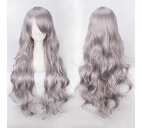 Parrucca cosplay lunga 80 cm argento grigio beige bianco cosplay parrucca festa in maschera Halloween 80 cm ricci biondi neri parrucche sintetiche per capelli parrucca grigia comune K027-30