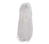 Parrucca cosplay lunga e diritta grigia Capelli grigi morbidi naturali | Parrucca grigia naturale indossare comodamente durante la festa di Halloween con capelli sintetici