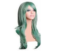 Parrucca Cosplay Lunga Riccia Ondulata, 70 cm Donna Ragazza Fibra Sintetica Frangia Laterale Parrucca per Capelli Festa Anime per Feste Quotidiane, Eventi Cosplay e Giochi di Ruolo (Verde)