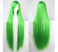 Parrucca cosplay lunga RTGFS da 100 cm a buon mercato diritta lunga nero argento bianco rosso blu viola rosa verde parrucche sintetiche per donna verde