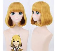 Parrucca Cosplay Midorikawa Hana Bionda d'oro Anime Corto Bob Acconciatura Scoppi piatti Prigione Scuola Capelli sintetici completi + Cappellino parrucca gratuito