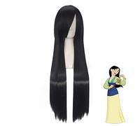 Parrucca Cosplay Movie Mulan 80Cm Nero Lungo Rettilineo Principessa Donne Ragazze Parrucche Sintetiche Per Giochi Di Ruolo Per Feste Di Halloween K026-1