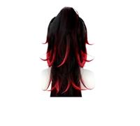 Parrucca cosplay nera rossa con coda di cavallo lunga e diritta for capelli sintetici for parrucche da festa