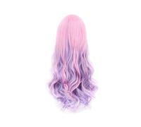 Parrucca Cosplay Ondulata Lunga Arcobaleno, Fibra Resistente al Calore, Capelli Sintetici Naturali, Parrucca A Testa Piena, Parrucca da Festa, 70 cm