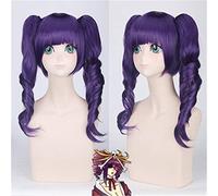 Parrucca cosplay ondulata viola candeggina katenkyoukotsu anime con doppia coda di cavallo capelli sintetici parrucche katenkyoukotsu per le donne