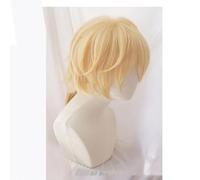 Parrucca cosplay, Parrucca bionda da cosplay, sintetica, resistente al calore, regolabile, 28 pollici, Halloween(Len)