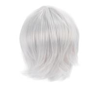 Parrucca Cosplay, Parrucca Corta in Fibra Sintetica Bianca Morbida, Texture di Lunga Durata Facile Acconciare per Feste in Costume Cosplay Ed Eventi a Tema