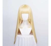 Parrucca cosplay, Parrucca cosplay Heanna Sumire, lunga, dorata, sintetica, resistente al calore, regolabile, 28 pollici, con cappuccio