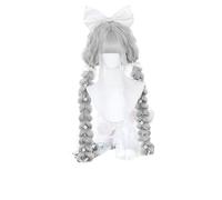Parrucca Cosplay, Parrucche Party, Parrucca Fancy Parrucca sintetica lunga 120 cm riccia bionda nera Harajuku con frangia Parrucche da donna Parrucca resistente al calore(Gray)