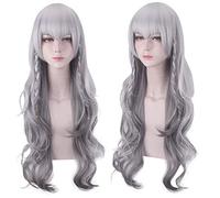Parrucca cosplay Pramanix Gioco Parrucche Arknights Lunghe 70 cm Parrucca cosplay sintetica per capelli ondulati grigio argento Pramanix Pramanix 522