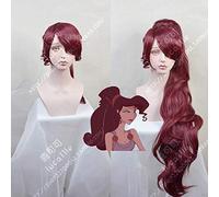 Parrucca cosplay Princess Megara Hercules Meg Capelli sintetici lunghi rossi per adulti + cuffia per parrucca