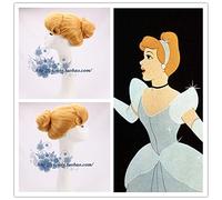 Parrucca Cosplay Principessa Cenerentola Parrucca Gialla Gioco Di Ruolo Parrucche Classiche In Stile Cenerentola Updo + Cappuccio Parrucca