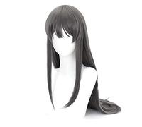 Parrucca Cosplay Rascal Does Not Dream of Bunny Girl Senpai Sakurajima Mai Parrucca,Long Dark Grey Parrucca,con Rete per Parrucca Gratuita,Halloween Costume Cosplay,per Festa Carnevale