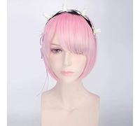 Parrucca Cosplay RTGFS Rem Ram Anime Capelli blu rosa Re: La vita in un mondo diverso da zero Parrucche sintetiche Bob corte per Halloween Parrucca rosa per donna