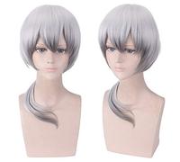 Parrucca Cosplay SilverAsh Gioco Parrucche Arknights 40 cm corto Grigio argento SilverAsh Gioco capelli sintetici Parrucca ragazzo cosplay + berretto parrucca Arknights SilverAsh 678