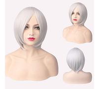 Parrucca cosplay sintetica corta economica GHK viola rosa rosso blu grigio bianco parrucche bob per le donne resistente al calore anime capelli 04