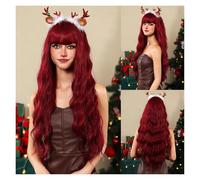 Parrucca Cosplay Sintetica Parrucche Lunghe Ricce Con Frangia For Donne Nere For Capelli Naturali In Fibra Resistente Al Calore Onda D'acqua Facile Da Indossare(WL1208-3)