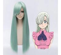 Parrucca cosplay sintetica per capelli sintetici resistenti al calore, verde chiaro chiaro, anime, i sette peccati capitali Elizabeth Liones