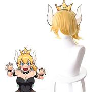Parrucca Cosplay Super Mario Bros. Bowsette Princess Bowser Cosplay per donna Capelli sintetici resistenti al calore Parrucca da gioco anime viola viola giallo Bowsette