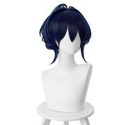 Parrucca cosplay Takigawa Miu 22/7 donna corta blu scuro 35 cm capelli sintetici termoresistenti peruca parrucche costume anime per Halloween ZZZ498A