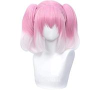 Parrucca cosplay Talentless Nana Hiiragi Parrucche rosa sfumate con doppie code di cavallo Capelli sintetici resistenti al calore Halloween