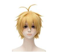 Parrucca Cosplay The Seven Deadly Sins Meliodas Parrucca,Short Golden Yellow Parrucca,con Rete per Parrucca Gratuita,Halloween Costume Cosplay,per Festa Carnevale Natale