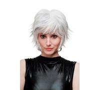 Parrucca Cosplay Wild Toupiert Kurz Platin/Bianco Con Nero SA069-1001H1B