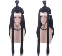 Parrucca cosplay wuxian di Lan Wangji Wei Halloween Anime Mo Dao Zu Shi capelli sintetici jiang cheng wei ying lan zhan Parrucche Cosplay + cappuccio Taglia unica LAN WANGJI 512