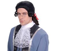 Parrucca Costume Coloniale Nera Da Uomo Taglia Unica