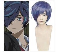 Parrucca costume cosplay capelli sintetici corti misti viola sarazanmai Toi Kuji + cappuccio parrucca gratuito