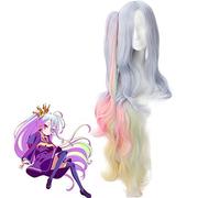 Parrucca costume cosplay resistente al calore multicolore lunga coda di cavallo di 120 cm Shiro Anime No Game No Life PL-395