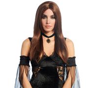 Parrucca Costume Da Adulto Dark Brown Della Dea Gotica Mista