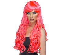 Parrucca Costume Lunga Riccia Fucsia Unica