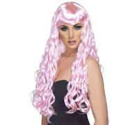 Parrucca Costumizzata Lunga Riccia Rosa Candy Taglia Unica