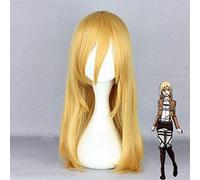 Parrucca da attaccante a Titan Krista Lenz Christa Parrucca Costume corto Bionda Kyojin Renz Parrucche sintetiche termoresistenti