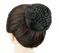 Parrucca da ballerina con chignon intrecciato in capelli sintetici, posticci, chignon ...(Black)