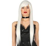 CARNEVALE HALLOWEEN PARRUCCA CAPELLI LUNGHI LISCI BIANCHI HIGH QUALITY 4113