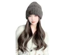 Parrucca Da Cappello Berretto for parrucca da donna, berretto for parrucca con capelli lunghi ondulati, berretto lavorato a maglia, adatto for feste a tema quotidiane, concerti, appuntamenti Parrucche