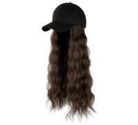 Parrucca da cappello Cappello for parrucca Cappello con visiera naturale alla moda Cappello for parrucca riccio lungo con onda d'acqua da donna Cappello for parrucca regolabile Berretto per parrucca(B