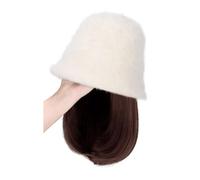 Parrucca da cappello Parrucca da donna, cuffia for parrucca ondulata, cuffia for parrucca marrone e nera, parrucca in fibra sintetica resistente al calore dall'aspetto naturale, adatta for l'uso quoti