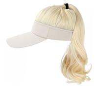 Parrucca da cappello per donna, coda di cavallo riccia, berretto da baseball bianco, cappello con capelli regolabili, estensioni dei capelli da 18 pollici, parrucca sintetica con sole (biondo)..